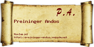 Preininger Andos névjegykártya